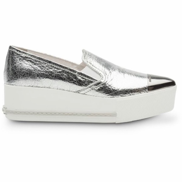 Miu Miu Shoes - MiuMiu Metallic Platform Sneakers